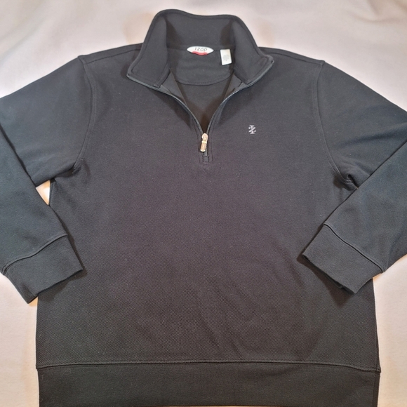 0785. EUC ~ IZOD ~ Black ~ Medium ~ 3/4 Zipper ~ Pullover ~ 61% Cotton for Comfy - Picture 1 of 11